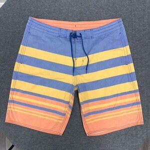 Roundtree & Yorke Swim Trunks‎ Striped Drawstring Swimwear Blue Shorts Size 34